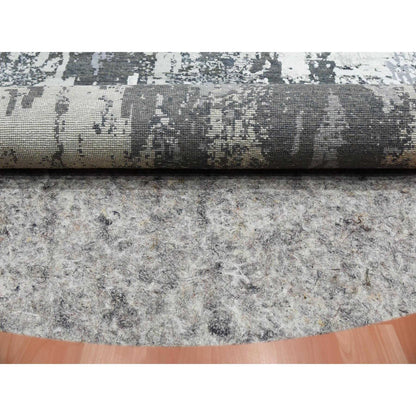 Modern and Contemporary Wool & Silk Hand Knotted Rug Grey No Border 8.2X8.2 -O075087