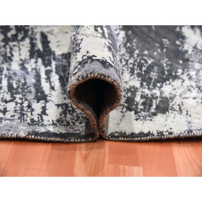 Modern and Contemporary Wool & Silk Hand Knotted Rug Grey No Border 8.2X8.2 -O075087