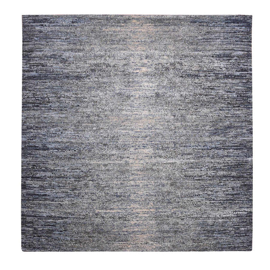 Modern and Contemporary Wool & Silk Hand Knotted Rug Grey No Border 8.0X8.2 -O075098