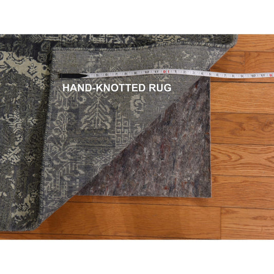 Modern and Contemporary Wool & Silk Hand Knotted Rug Grey 6.1x9.2 -O078391