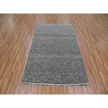 Modern and Contemporary Wool Hand Knotted Rug Grey No Border 4.0X6.6 -O079597