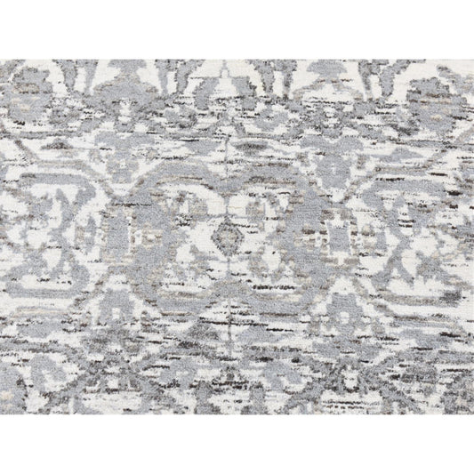 Oushak And Peshawar Wool Hand Knotted Rug Ivory No Border 2.7X14.1 -O080240