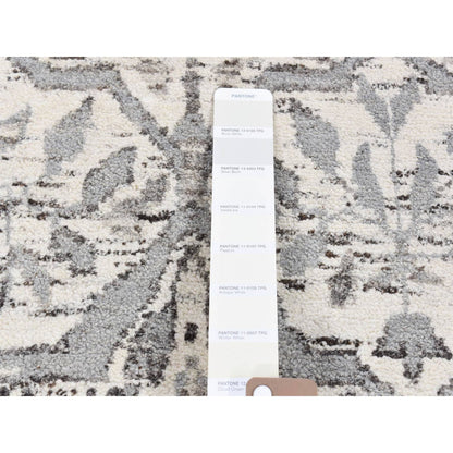 Oushak And Peshawar Wool Hand Knotted Rug Ivory No Border 2.7X14.1 -O080240