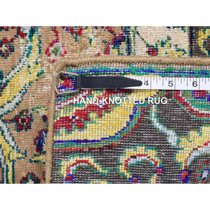 Rajasthan Wool & Silk Hand Knotted Rug Brown No Border 1.10X2.0 -O080605