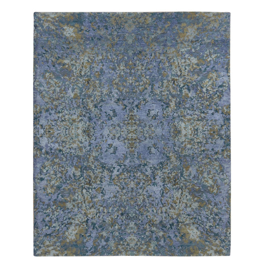 Modern and Contemporary Wool & Silk Hand Knotted Rug Purple No Border 8.0X9.10 -O080836