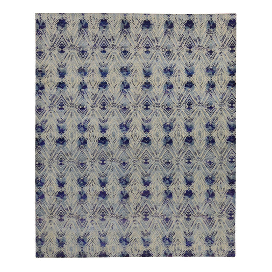 Modern and Contemporary Wool & Silk Hand Knotted Rug Purple No Border 8.0X10.0 -O080841