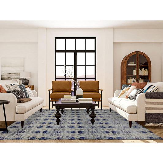 Modern and Contemporary Wool & Silk Hand Knotted Rug Purple No Border 8.0X10.0 -O080841