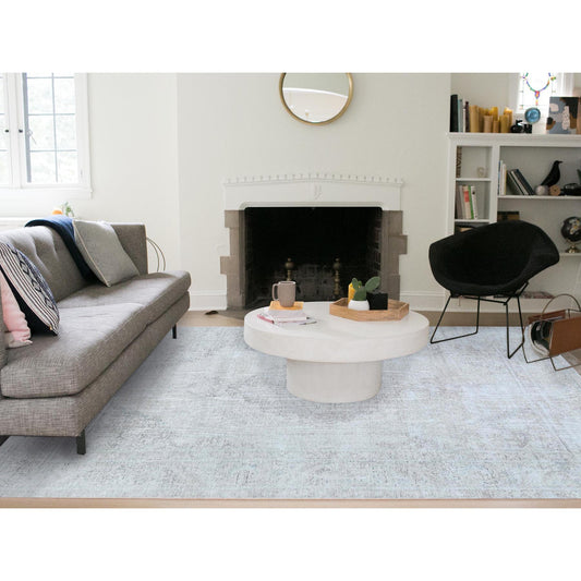 Overdyed & Vintage Worn Wool Hand Knotted Rug Beige Beige 7.1X10.8 -O081281