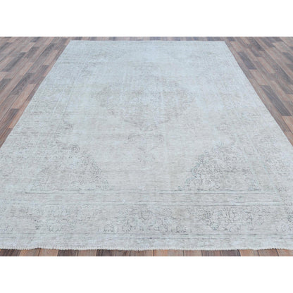 Overdyed & Vintage Worn Wool Hand Knotted Rug Beige Beige 7.1X10.8 -O081281