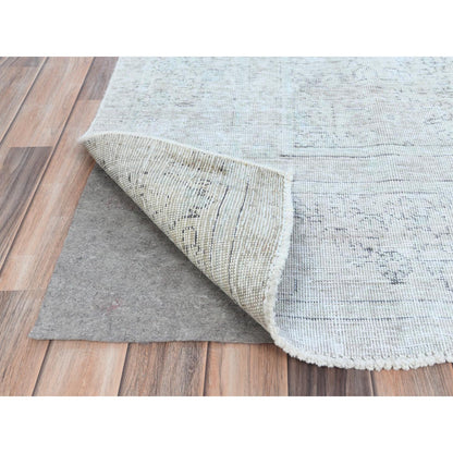 Overdyed & Vintage Worn Wool Hand Knotted Rug Beige Beige 7.1X10.8 -O081281