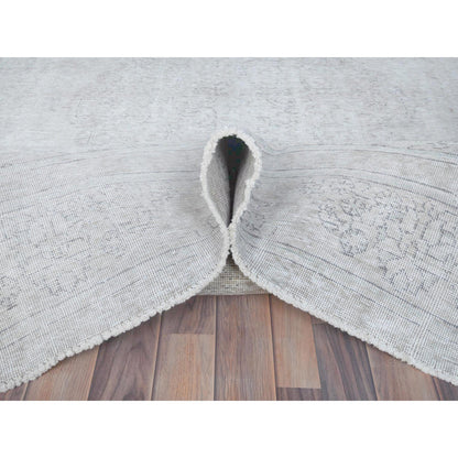 Overdyed & Vintage Worn Wool Hand Knotted Rug Beige Beige 7.1X10.8 -O081281