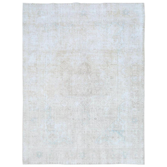 Overdyed & Vintage Worn Wool Hand Knotted Rug Beige Beige 8.1X10.9 -O081285