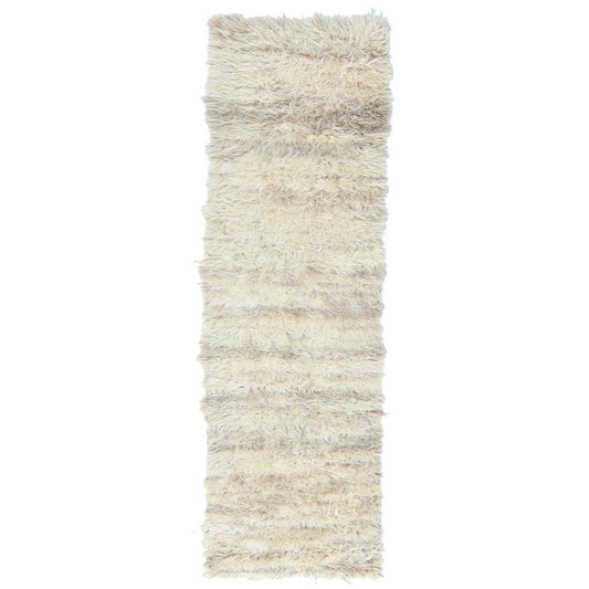 Tribal & Geometric Wool Hand Knotted Rug Ivory No Border 2.6X8.0 -O082989
