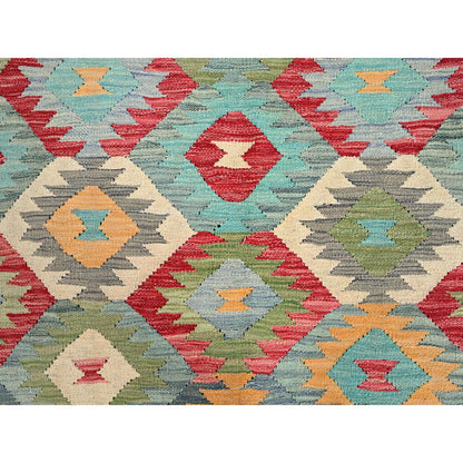 Flat Weave Wool Hand Woven Rug Blue No Border 6.7X9.9 -O085705