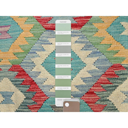 Flat Weave Wool Hand Woven Rug Blue No Border 6.7X9.9 -O085705