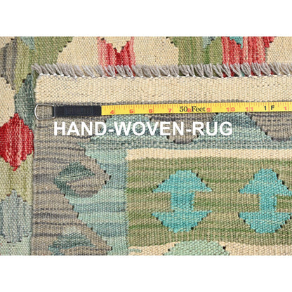 Flat Weave Wool Hand Woven Rug Blue No Border 6.7X9.9 -O085705