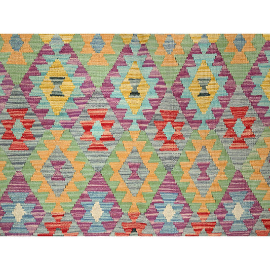 Flat Weave Wool Hand Woven Rug Purple No Border 6.8X9.7 -O085708