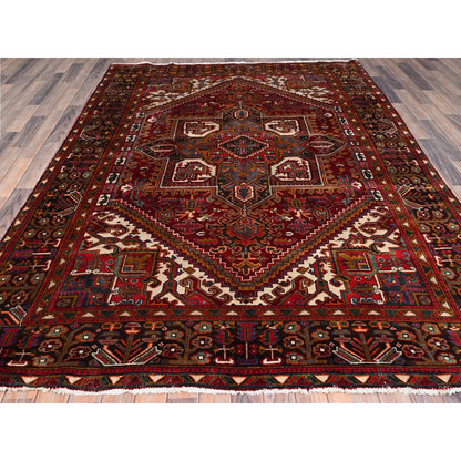 Heriz Wool Hand Knotted Rug Red Black 6.9X9.4 -O085899