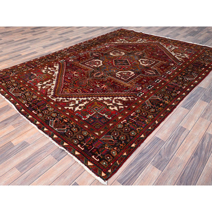 Heriz Wool Hand Knotted Rug Red Black 6.9X9.4 -O085899