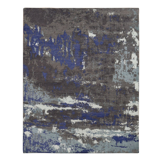 Modern and Contemporary Wool & Silk Hand Knotted Rug Purple No Border 7.10X10.0 -O087045