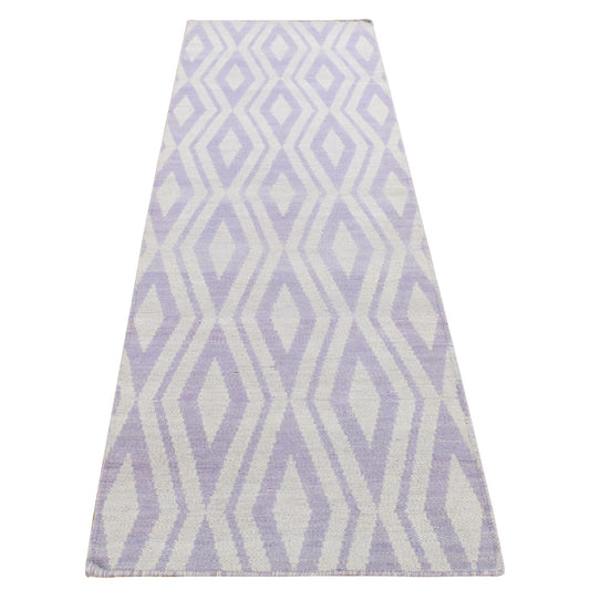 Flat Weave Wool Hand Woven Rug Purple No Border 2.8X8.0 -O087844