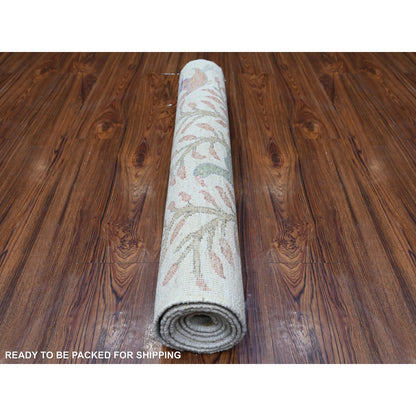 Oushak And Peshawar Wool Hand Knotted Rug Ivory No Border 2.11X6.1 -O088229