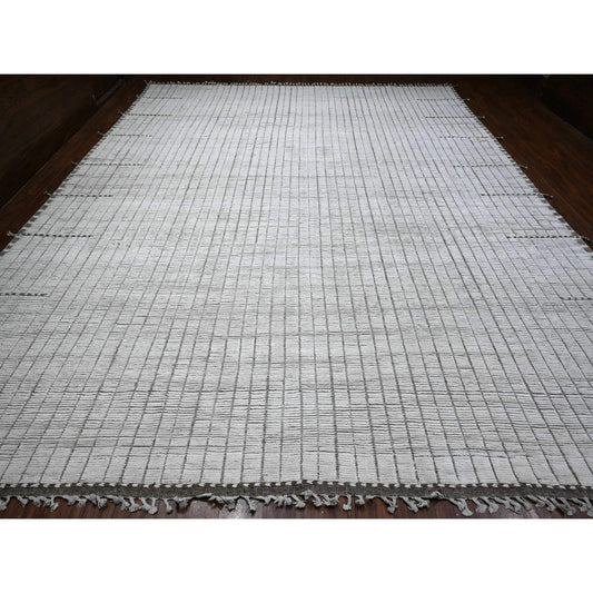 Tribal & Geometric Wool Hand Knotted Rug Ivory No Border 12.2X15.2 -O089192