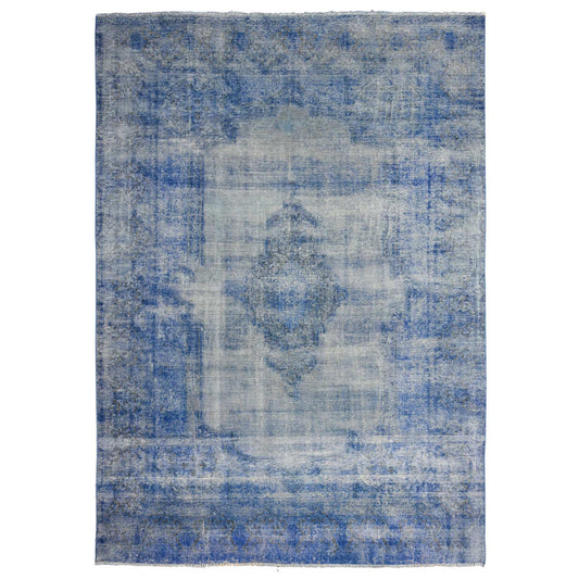 Overdyed & Vintage Wool Hand Knotted Rug Blue Blue 8.1X11.5 -O089448