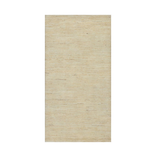 Modern and Contemporary Wool Hand Knotted Rug Ivory 2.4x11.6 -O091300