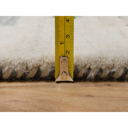 Modern and Contemporary Wool Hand Knotted Rug Ivory 2.5x4.9 -O091318