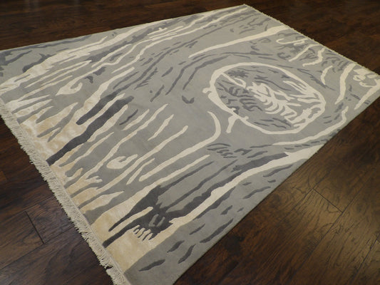 Modern Art Deco Design 7'0"x10'0" Hand-knotted Rug -w1025