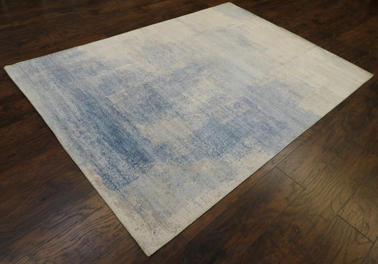 Transitional Oxidized Silky Broken Abstract Design 5'0"x8'0" Hand-knotted Rug -W11050