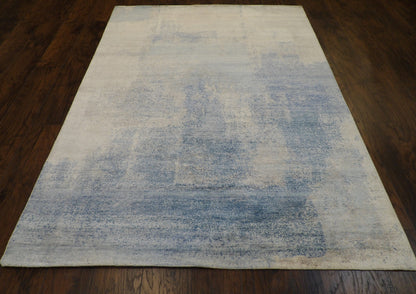Transitional Oxidized Silky Broken Abstract Design 5'0"x8'0" Hand-knotted Rug -W11050