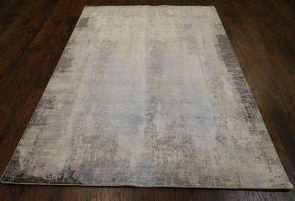 Transitional Oxidized Silky Broken Abstract Design 5'0"x8'0" Hand-knotted Rug -W11051