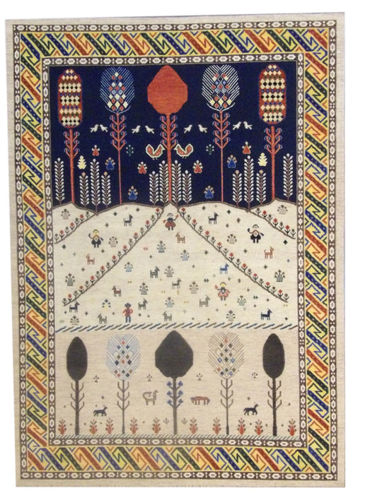 Fine Tribal Khorasin Soumak Weave 5'0"x8'0" Hand-knotted Rug -W11055