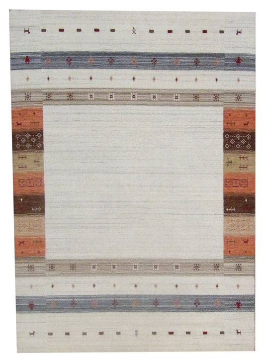Tribal Modern Gabbeh Natural Dye Hand-Loom 5'0"x8'0" Hand-loom Rug -W11070