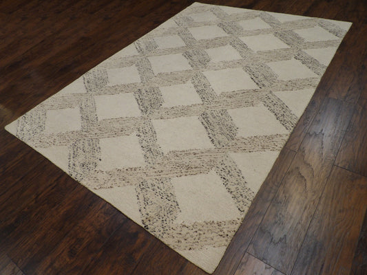 Modern Looped High Low 6'0"x9'0" Hand-knotted Rug -w11156