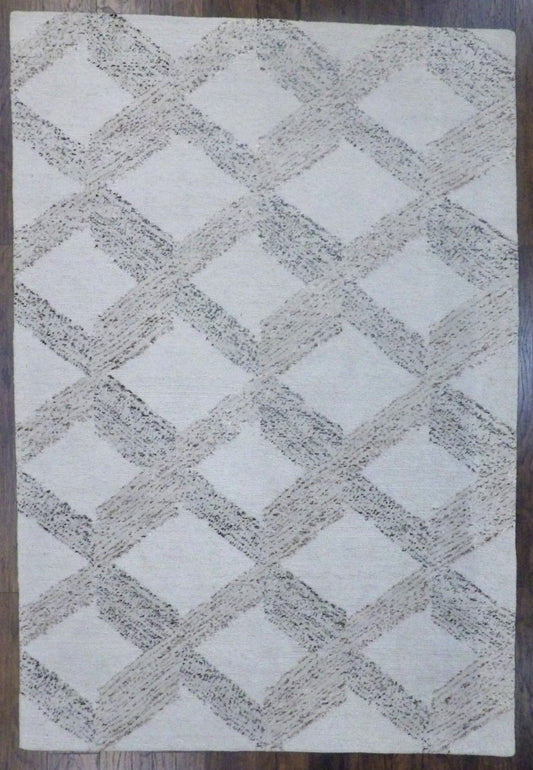 Modern Looped High Low 6'0"x9'0" Hand-knotted Rug -w11156