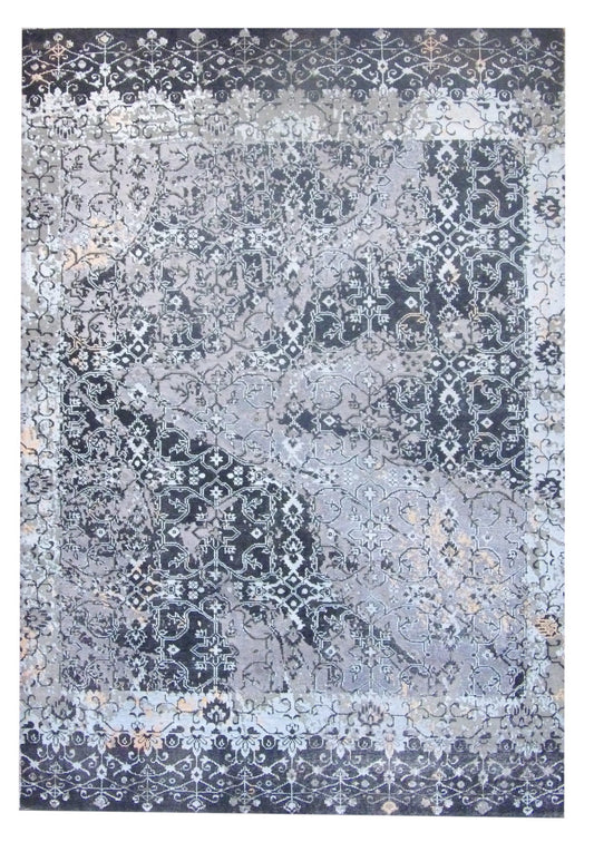 Transitional Oxidized Silk Vintage Broken Design 5'0"x8'0" Hand-knotted Rug -W11307