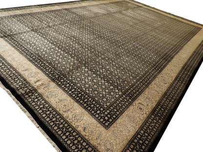 Fine Persian Herati Mir Silk/wool 12 x 18 Hand knotted Rug - w1132