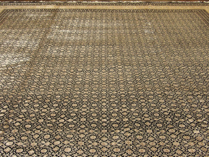 Fine Persian Herati Mir Silk/wool 12 x 18 Hand knotted Rug - w1132