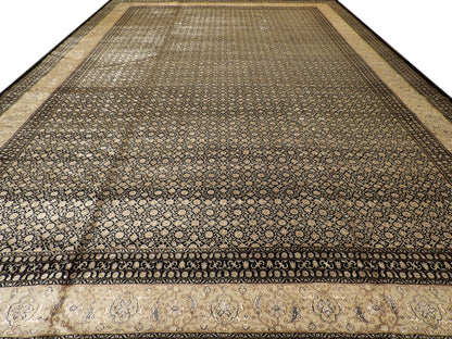 Fine Persian Herati Mir Silk/wool 12 x 18 Hand knotted Rug - w1132