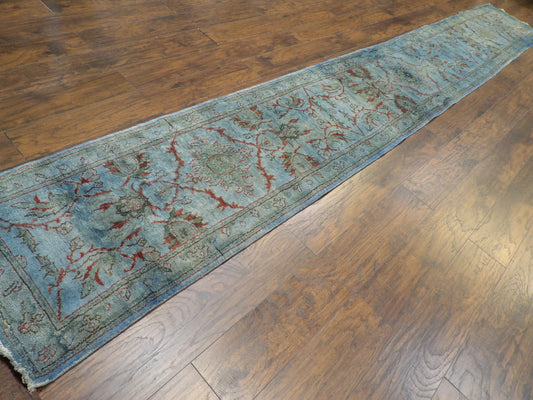 Over-dye Vintage Ziegler 2'6"x18'0" Hand-knotted Rug -W1179