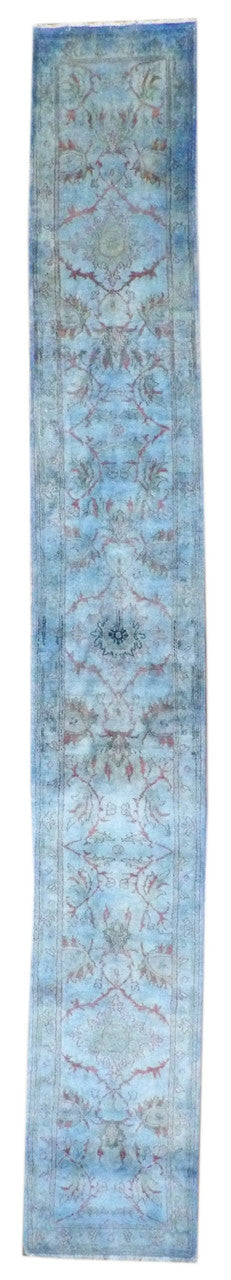 Over-dye Vintage Ziegler 2'6"x18'0" Hand-knotted Rug -W1179