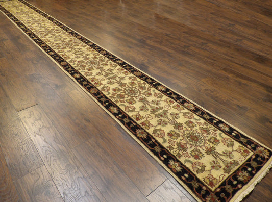 Jaipur Kashan Thick Pile Antique Wash 2'6"x22'0" Hand-knotted Rug -W1192