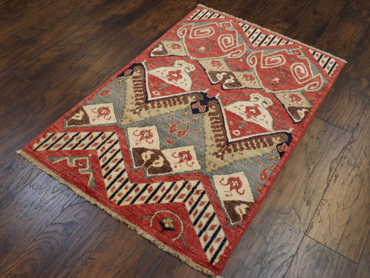 Ikat 3'0"x5'0" Hand-knotted Rug -w191