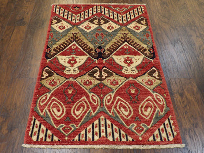 Ikat 3'0"x5'0" Hand-knotted Rug -w191