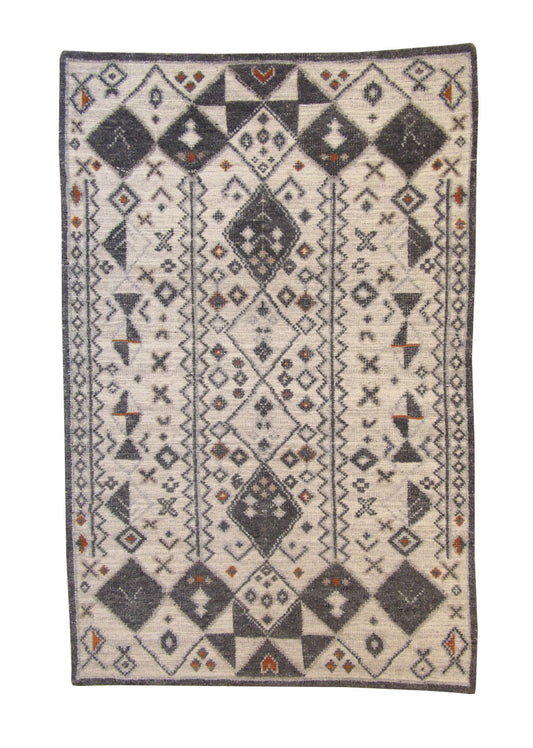 Tribal Morrocan Flatweave Wool Hand Knotted Rug 5.0X8.0 - w20043