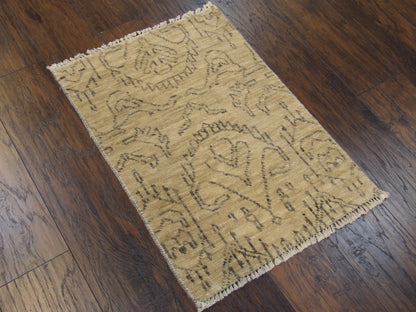 Ikat Oushak Natural-dye White wash 2'0"x3'0" Hand-knotted Rug -w329