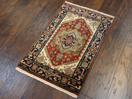 Tribal Heriz 2'0"x3'0" Hand-knotted Rug -w337